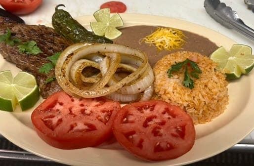 Carne asada plate from Melendez Imports